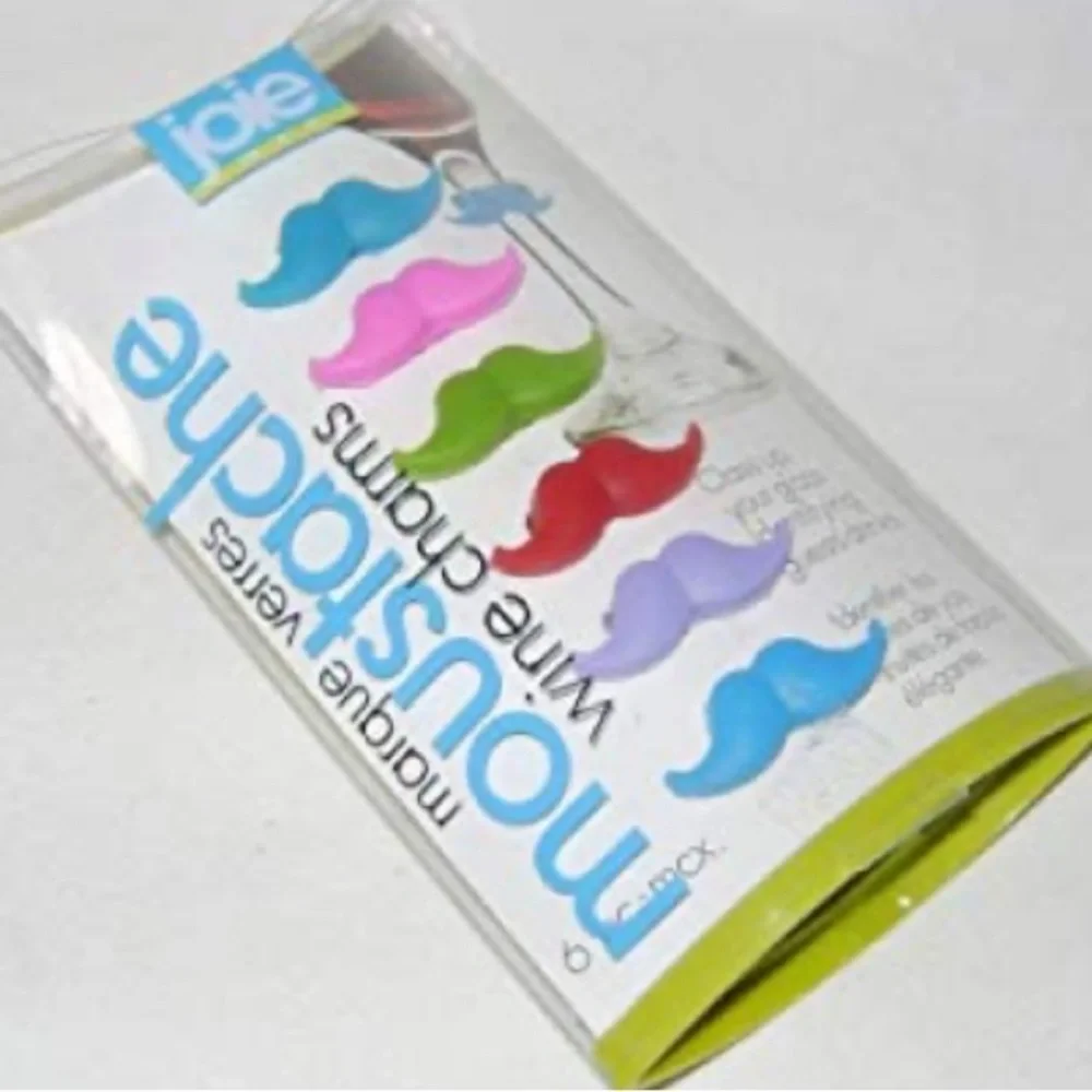 Joie 6pc Mustache Wine Charms in Multicolor